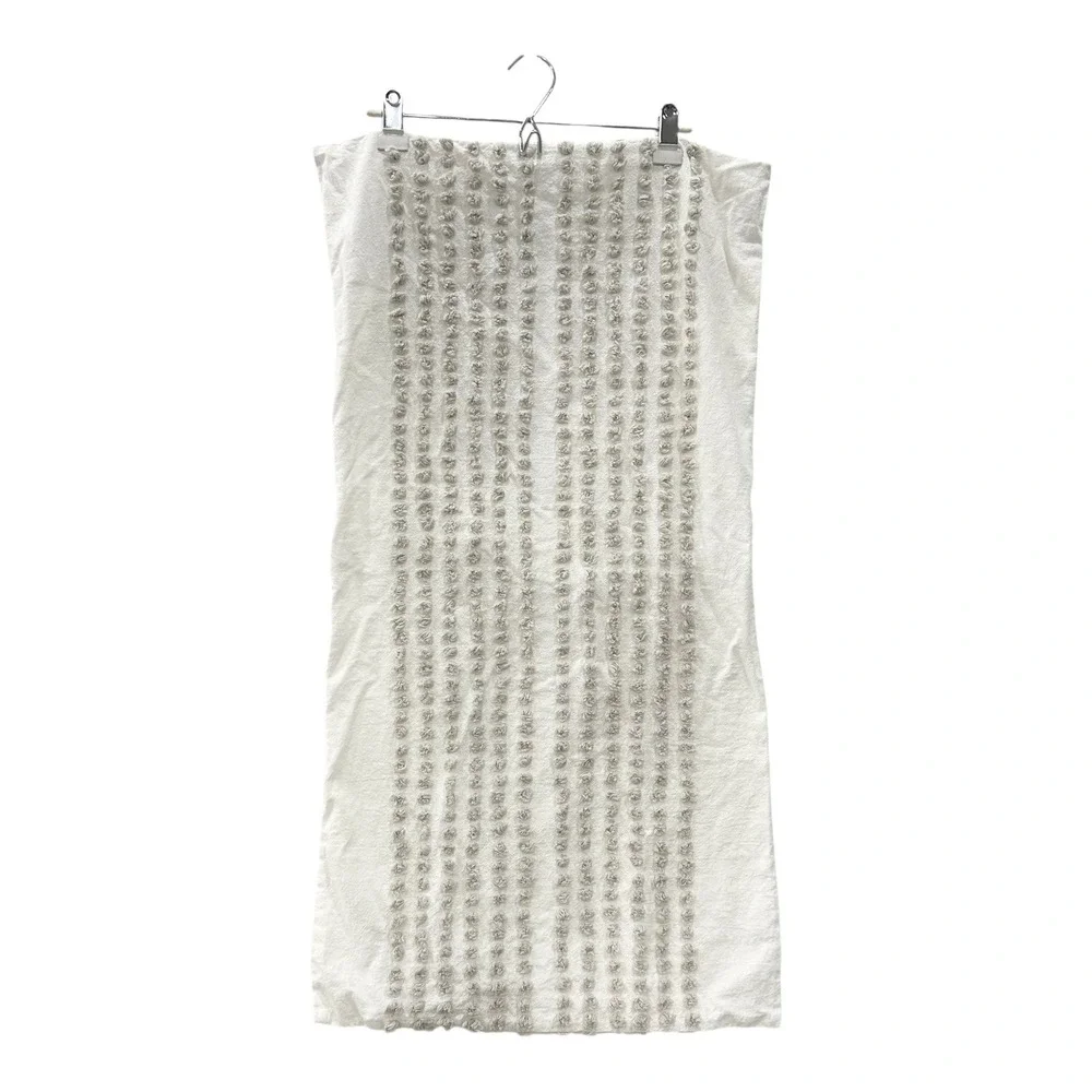 West Elm White Cotton Tufted King Pillow Sham Neutral Pom Pom Textured 20x36